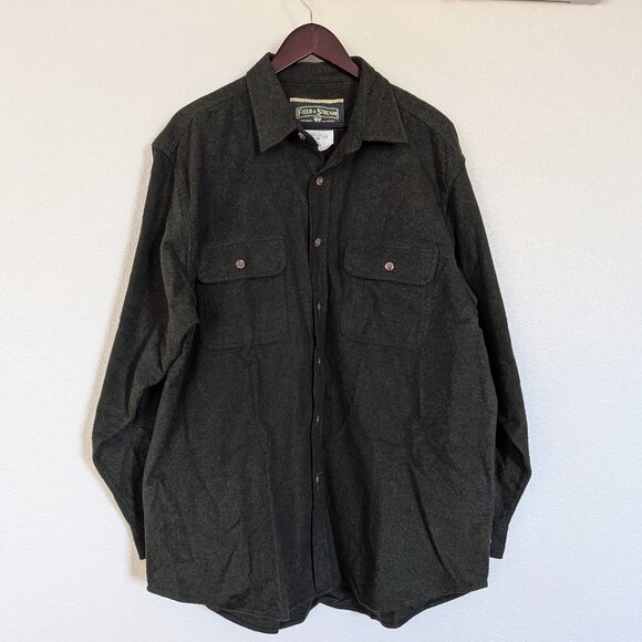 Field & Stream 100% Cotton Rugged Flannel Shirt Army Green XL Outdoor Fishing - Picture 2 of 9